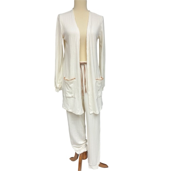 Blu Pepper Cream Ribbed Knit Lounge Set Small, NWT, Gift, Pajamas Loungewear - Picture 4 of 11
